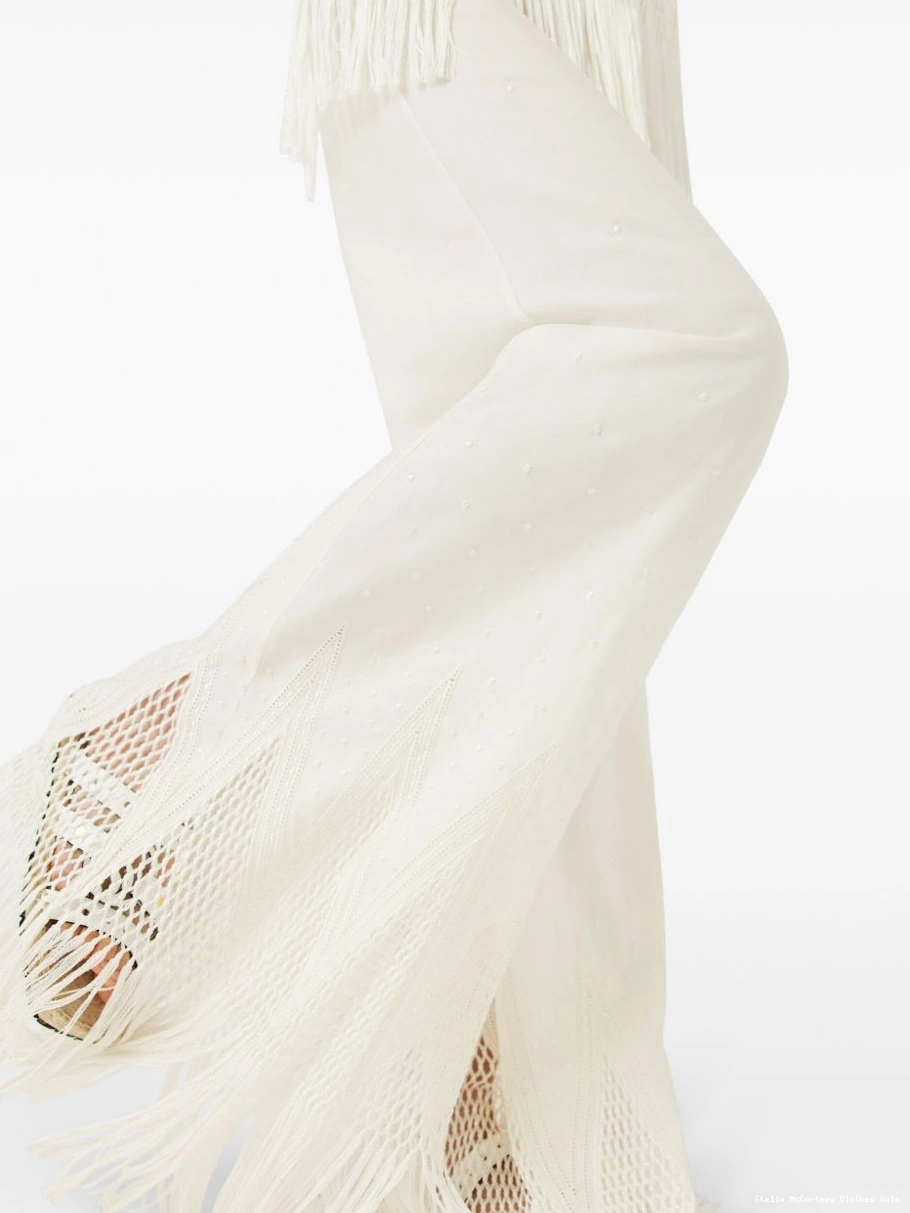 Affordable McCartney Stella Women open-knit fringe pants wide-leg 0808